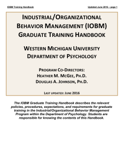 INDUSTRIAL/ORGANIZATIONAL BEHAVIOR MANAGEMENT (IOBM