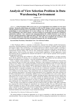 Analysis of View Selection Problem in Data Warehousing Environment