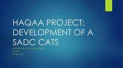 HAAQA PROJECT: DEVELOPMENT OF A SADC CATS