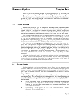 Boolean Algebra Chapter Two