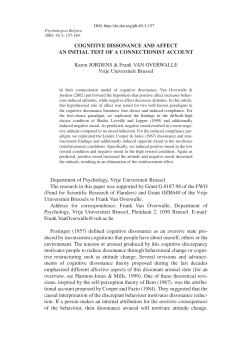 COGNITIVE DISSONANCE AND AFFECT AN INITIAL TEST OF A