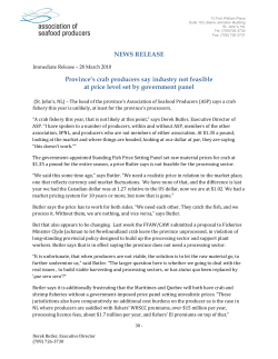 Province`s crab producers say industry not feasible at price level set