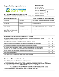 Oxygen Training Registration Form ALL QUESTIONS MUST BE