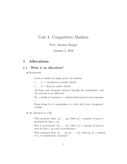 Unit 4: Competitive Markets