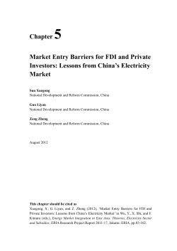 Chapter 5 Market Entry Barriers for FDI and Private Investors