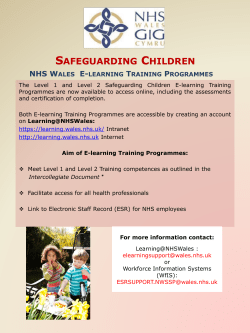 Safeguarding Children NHS Wales E-learning
