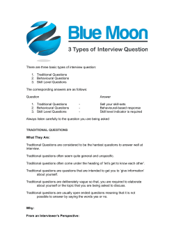 2 Types of questions &ndash; Behavioural vs Skill Level