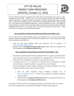 CITY OF DALLAS ENERGY CODE PROCESSES UPDATED