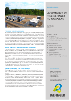 automation of the 1st power- to-gas plant