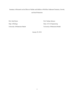 Summary of Research on the Effects of Sulfate and Sulfide on Wild