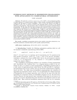 INTERIOR POINT METHODS IN SEMIDEFINITE