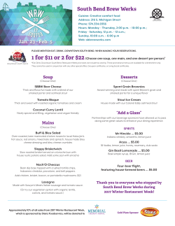 South Bend Brew Werks Jan. 23 - Feb. 5