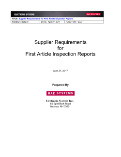 B25279 Supplier FAI Requirements