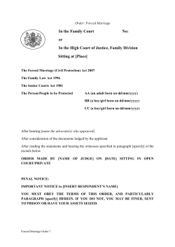 Order: Forced Marriage