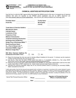 CHEMICAL ADDITIVES NOTIFICATION FORM