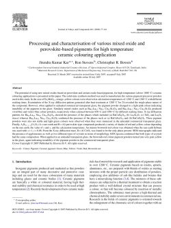 Processing and characterisation of various