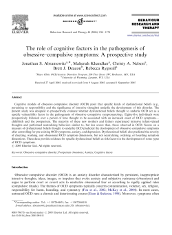 The role of cognitive factors in the pathogenesis of obsessive