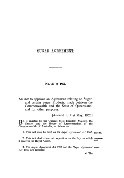 sugar agreement - Federal Register of Legislation