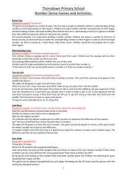 Thorndown Primary School Number Sense Games and Activities.