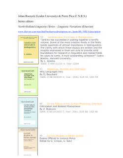 Series editors North Holland Linguistics Series - Linguistic Var