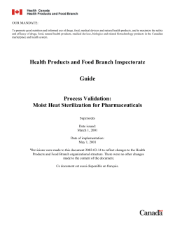 Health Products and Food Branch Inspectorate Process Validation