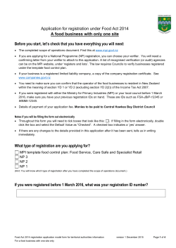 Application for Registration Under Food Act 2014