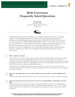 Roth Conversion Frequently Asked Questions