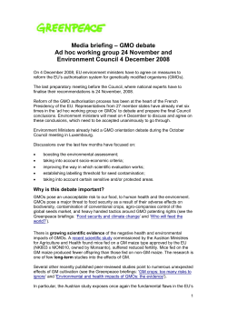 Media briefing &ndash; GMO policy debate