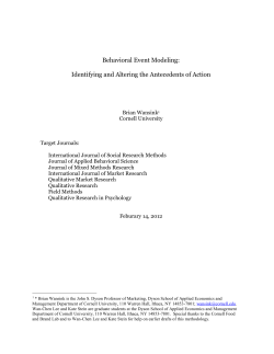 Behavioral Event Modeling: Identifying and Altering the