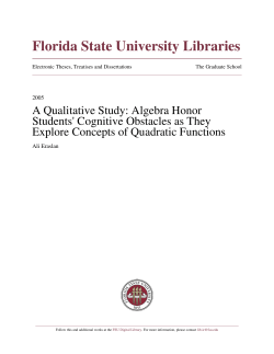 A Qualitative Study: Algebra Honor Students` Cognitive Obstacles as