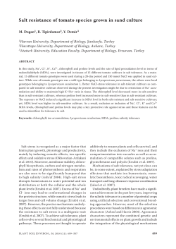 Salt resistance of tomato species grown in sand culture