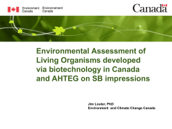 Environmental Assessment of Living Organisms developed via