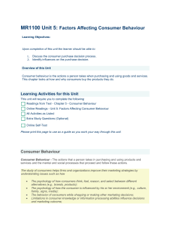 Level of Involvement in the Purchase Decision