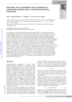 Field uptake rates of hydrophobic organic contaminants by