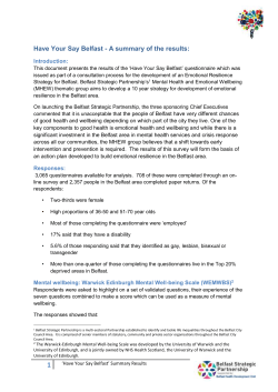 Have Your Say Belfast - A summary of the results