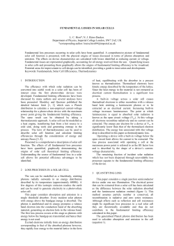 FU DAME TAL LOSSES I SOLAR CELLS LC Hirst*, NJ