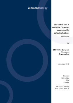 Low carbon cars in the 2020s: Consumer impacts and EU