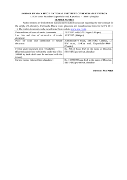 Tenders are invited from manufacturers/authorised dealer