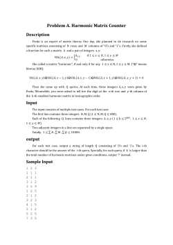 Problem A. Harmonic Matrix Counter Description