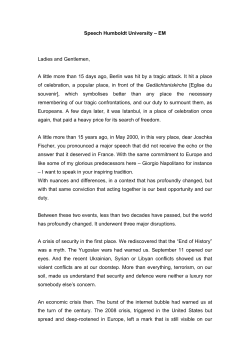 Speech Humboldt University &ndash; EM Ladies and Gentlemen, A little