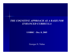 the cognitive approach as a basis for enhanced curricula