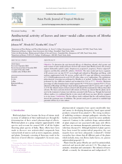 Antibacterial activity of leaves and inter-nodal callus