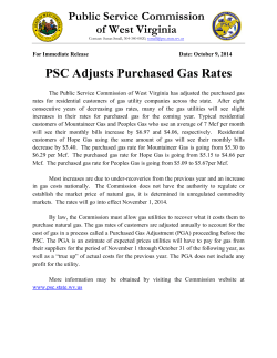 PSC Adjusts Purchased Gas Rates - Public Service Commission of