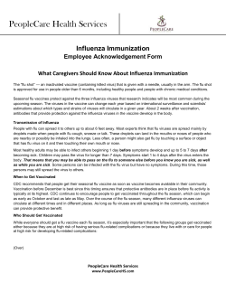 Influenza Immunization - PeopleCare Health Services