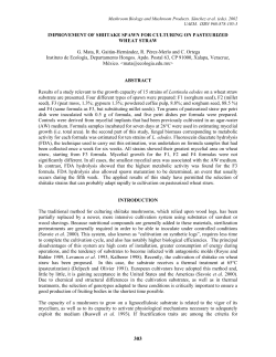 improvement of shiitake spawn for culturing on pasteurized wheat
