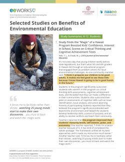 Selected Studies on Benefits of Environmental Education