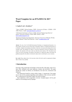 LaTex Template for an EUCOMES 2010 Paper