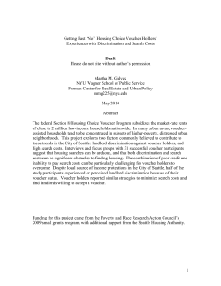 Getting Past &ldquo;No&rdquo;: Housing Choice Voucher Holders` Experiences