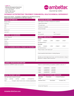 Intensive Outpatient/Day Treatment Form Mental Health/Chemical