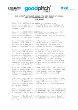 GOOD PITCH2 AUSTRALIA CALLS FOR NEXT ROUND OF SOCIAL